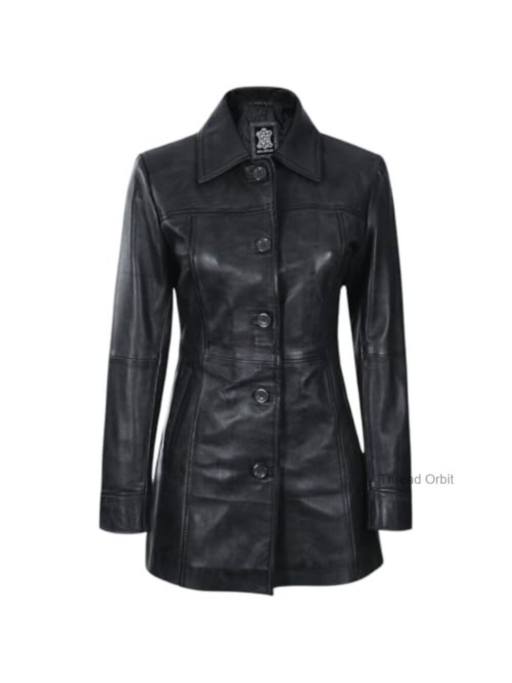 Genuine Lambskin Leather 3/4 Length Trench Coat Women's Winter